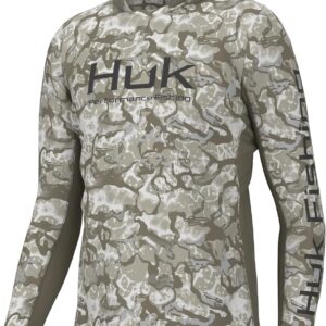 HUK Men’s Icon X Pattern Hoodie, Fishing Shirt with Sun Protection