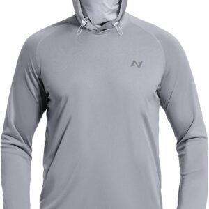 isnowood Sun Shirt UPF 50+ Men’s Fishing Long Sleeve UV Protection Hoodie Hiking Rash Guard Swimming Running