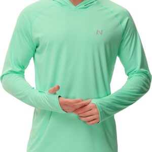 isnowood Sun Shirt UPF 50+ Men’s Fishing Long Sleeve UV Protection Hoodie Hiking Rash Guard Swimming Running