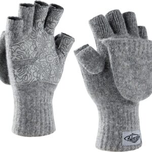 Palmyth Magnetic Convertible Mittens Fingerless Mitt Wool Fishing Gloves Warm for Cold Weather and Winter Men Women