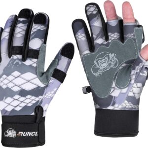 RUNCL Fishing Gloves Winter Warm RAGUEL, Touchscreen Outdoor Fishing Gloves, Neoprene 3 Cut Fingers Cycling Gloves, Convertible Windproof for Men Women Ice Fishing Photography Kayaking