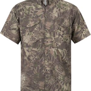 Alimens & Gentle Mens Short Sleeve Fishing Shirt Camouflage Quick Dry Outdoor Sun Protection Shirts