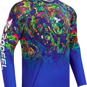 Rodeel Mens Loose-Fit Fishing T-Shirt Vented River Bluff Performance Long Sleeve Shirt UPF 50 Sleeve