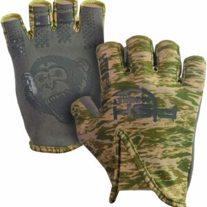 Fish Monkey FM18- Stubby Glove for Fishing M Green Water Camo