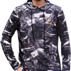 Kalkal Long Sleeve Fishing Shirts for Men Sun Hoodie UPF 50+ UV Protection Shirts with Mask Hooded Rash Guards Quick Dry