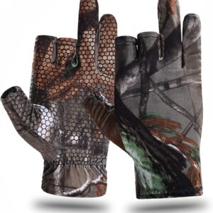 EAmber Camouflage Hunting Gloves Fingerless Gloves Pro Anti-slip Sun Protection Lightweight Fishing Archery Accessories Hunting Outdoors