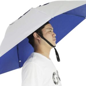 NEW-Vi Fishing Umbrella Hat Folding Adjustable Sun Rain Cap, 37.4”Oversize Hands Free Umbrellas, 7-Ribs Anti-UV Waterproof Headwear for Fishing Gardening Golf Sunshade Outdoor