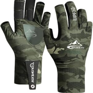 UPF50+ Sun Protection Gloves for Men Women 3/4 Fingerless Fishing Gloves UV Gloves for Kayaking, Rowing, Sailing, Canoeing, Paddling, Boating, Hiking, Driving, Hunting, Summer Outdoor Work