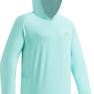 Men’s UPF 50+ Hoodie Shirt Long Sleeve Permanent UV Sun Protection Vented Tee Performance for Outdoor Hiking Fishing