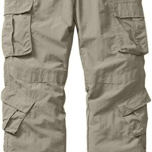 linlon Men’s Outdoor Casual Quick Drying Lightweight Hiking Cargo Pants with 8 Pockets