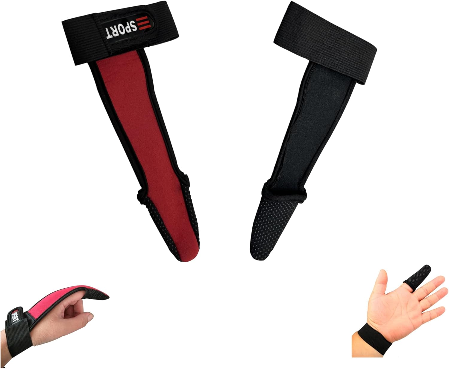 2PCS Single Finger Fishing Gloves Non-Slip Fishing Gloves Outdoor Fishing Gloves for Surf Fishing Casting Gloves (Red, Black) - Image 3