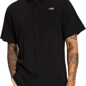 BASSDASH Men’s UPF 50+ Short Sleeve Button D...