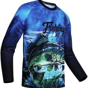 Mens Fishing Shirt Long Sleeve, Fishing Jerseys Fish Tshirts – Breathable, Cooling, Light-Weight