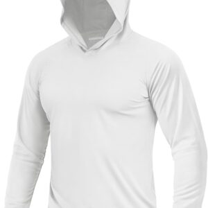 Boladeci Men’s UPF 50+ Sun Protection Hoodie Shirts Long Sleeve Fishing Shirts SPF UV Lightweight Hiking Swim Rash Guard