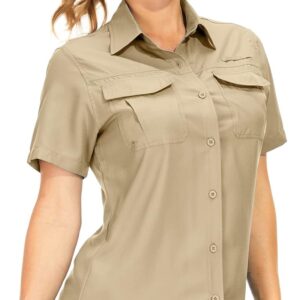 Women’s UPF 50+ Short Sleeve Shirts UV Sun Protection Safari Shirts Quick Dry Outdoor Shirt for Fishing Hiking Travel