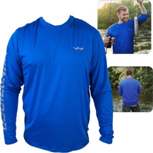 UPF50+ Long Sleeve Fishing Shirts for Men – Vented Sides, Light Weight, Wicking
