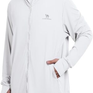 CAMEL CROWN Men’s UPF 50+ Sun Protection Jacket Full Zip Long Sleeve Light Cooling Hoodie Hiking Fishing UV Shirts Pockets