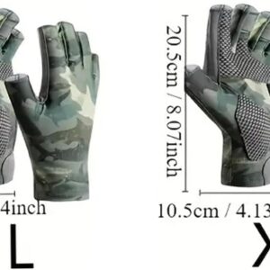 Outdoor Sports Gloves Anti-Slip Hunting Fishing Gloves Camo Camouflage Gel Glove L Elastic Breathable 3 Low Fingers Gloves for Men
