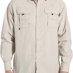 NOMINATE Mens Long Sleeve Fishing Shirts UPF 50+ UV Protection Sun Shirts Quick Drying Hiking Lightweight