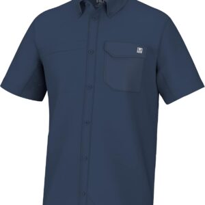 HUK Tide Point Solid Short Sleeve Shirt, Button Down for Men