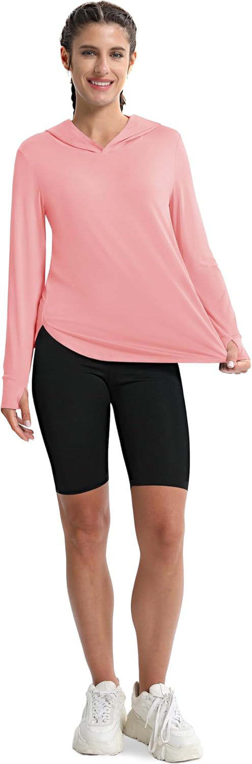 MAGCOMSEN Women's UPF 80+ Quick Dry Sun Protection Hoodie Lightweight SPF Long Sleeve Rashguard with Thumb Hole - Image 6