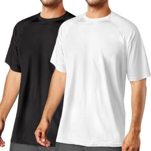2Pack Men’s Rash Guard UPF 50+ Sun Protection Swim Shirts Short Sleeve Quick Dry Lightweight Fishing Running Water Tee