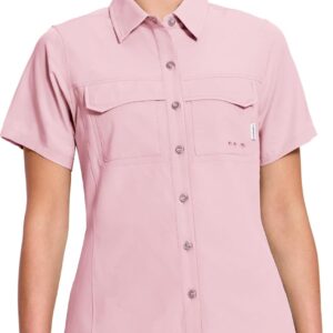 Haimont Women’s UPF 50+ Sun Protection Button Down Fishing Hiking Travel Shirts Short Sleeve Quick Dry Shirt with Pockets