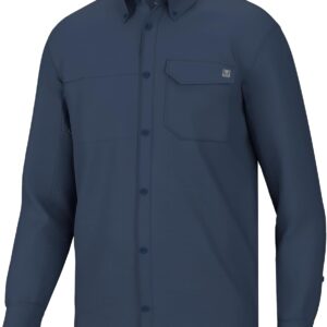 HUK Men’s Tide Point Solid Long Sleeve Shirt...