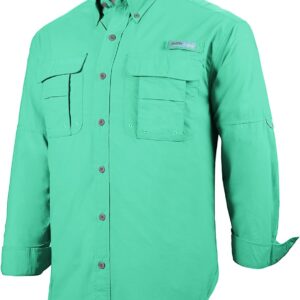 Tuna Men’s Fishing Outdoor Button Down UPF 50+ Sun Protection Waterproof Hiking Long Sleeve Shirts