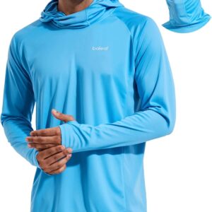 BALEAF Men’s Sun Protection Hoodie Shirt UPF 50+ Long Sleeve UV SPF T-Shirts with Mask Rash Guard Fishing Lightweight