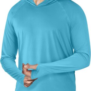Mens UPF 50+ Sun Protection Hoodie Shirt Long Sleeve Rash Guard Fishing Outdoor Running Sun UV Shirts Lightweight Quick Dry
