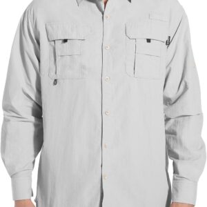NOMINATE Mens Long Sleeve Fishing Shirts UPF 50+ UV Protection Sun Shirts Quick Drying Hiking Lightweight