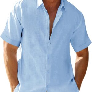 Mens Short Sleeve Shirts Button Down Tops Fishing ...