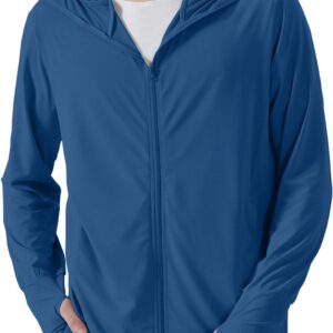 Locachy Men’s UPF 50+ Sun Protection Outdoor Lightweight Full Zip Hoodie Jacket Long Sleeve Fishing Hiking Performance Shirt