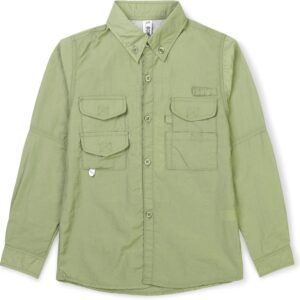 OCHENTA Boys’ Button Down Long Sleeve Fishing Shirt Quick-Dry UV Sun Protection Outdoor Tops