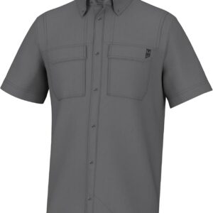 HUK Back Draft Solid Short Sleeve Button, Vented Fishing Shirt for Men