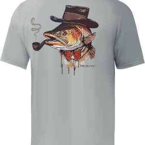 Palmyth Men’s Fishing Shirt Short Sleeve Sun Protection UV UPF 50+ SPF T-Shirt