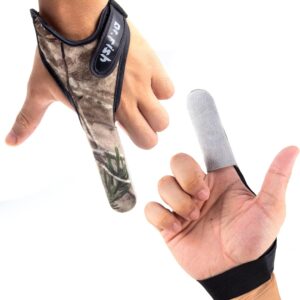 Dr.Fish 2 Pieces Fishing Gloves Casting 2 Finger Index Finger Stall Protector Anti-Slice Saltwater Trolling Surf Fishing Braid Line Anti-Slip Cooftable Woolen