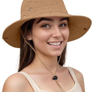 Lanzom Sun Hat for Women Men Wide Brim Waterproof Hiking Hat Foldable Hat for Fishing Gardening Camping Beach