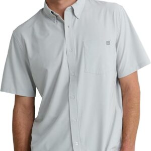HUK Men’s Kona Solid Short Sleeve Fishing Button Down Shirt