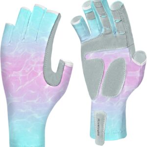 Aventik UPF 50+ Fishing Gloves- Fingerless Sun Protection Fishing Gloves- Fishing Sun Gloves for Women Men Outdoor Activities.
