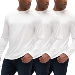 DEVOPS 3 Pack Men’s Dry-Fit UV Moisture Wicking UPF 50+ SPF Sun Protective Fishing Hiking Swim Long Sleeve Shirt