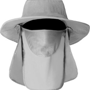 Fishing Hats for Men, 3 in 1 Sun Hat with Removable Neck Flap and Face Cover, UV Sun Protection Wide Brim Fishing Hat