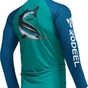 Rodeel Men’s Fishing Shirts for Men Long Sleeve Wicking Fabric UPF 50 Sun Protection Performance Shirt