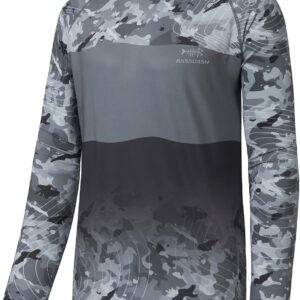 BASSDASH Men’s UPF 50+ Camo Fishing Shirt Quick Dry Long Sleeve Kayaking Hiking T-Shirts
