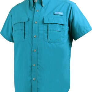 Tuna Men’s Fishing Outdoor Button Down UPF 50+ Sun Protection Waterproof Hiking Short Sleeve Shirts