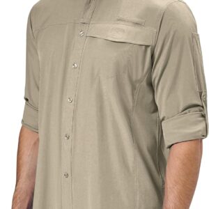 Alimens & Gentle Mens Long Sleeve Hiking Shirts Quick Dry UPF 50+ UV Sun Protection Fishing Shirt Cooling Button Down Shirt