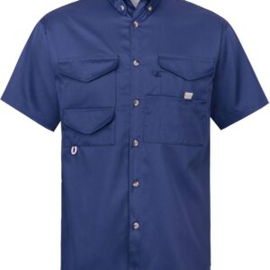 Alimens & Gentle Short Sleeve Fishing Shirt Wicking Fabric Sun Protection Casual Button Down Shirts