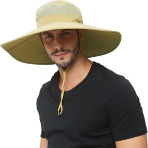 HLLMAN Super Wide Brim Sun Hat-UPF 50+ Protection,Waterproof Bucket Hat for Fishing, Hiking, Camping,Breathable Nylon & Mesh