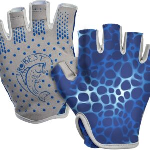 Fishing Gloves for Men and Women, Half Finger Gloves for Rowing, Sailing, Hiking, and Kayaking, Quick Dry UV Protection UPF 50+